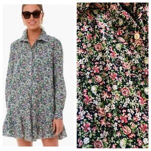 Tuckernuck Callahan mini shirt dress cotton pockets floral ruffle XS